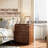 Mid-Century Wooden Nightstand With Carved Front & 2 Drawers, Farmhouse End Table For Bedroom, Living Room And Office-2094783621