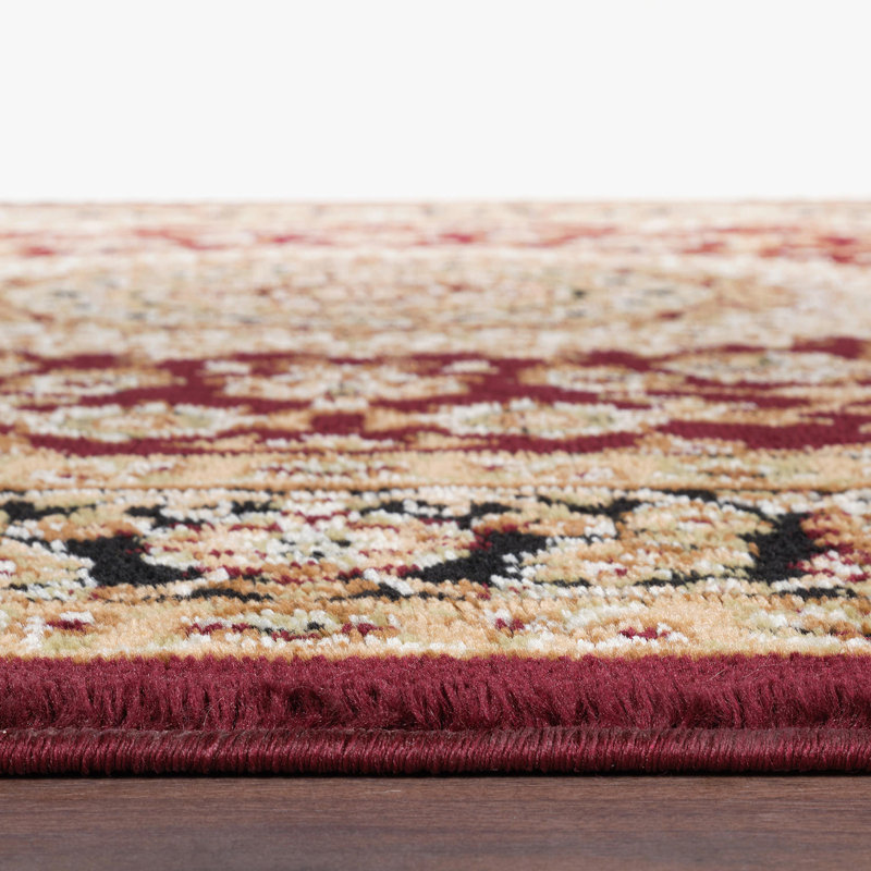 Shiflett Oriental Burgundy/Mustard/Black Area Rug, Rectangle 5'3" x 7'3"
