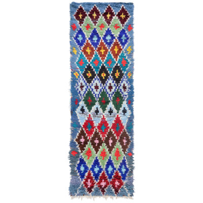 Moroccan Rugs One-of-a-Kind Runner 2'8" X 8'2" Runner Wool Area Rug Blue
