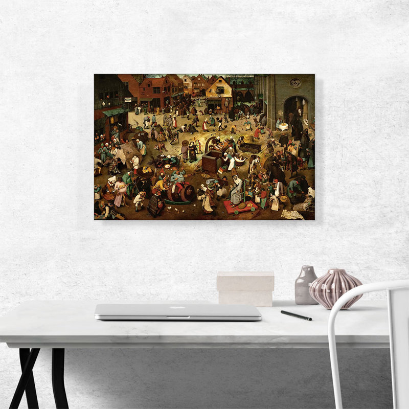 La lutte entre le carnaval et le carême - 1559, H 18 po x l 26 po x P 0,75 po