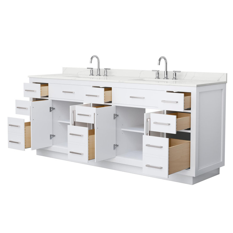 Beckett TK 84'' W Vanity, 8" Center, Brushed Nickel, Giotto Quartz