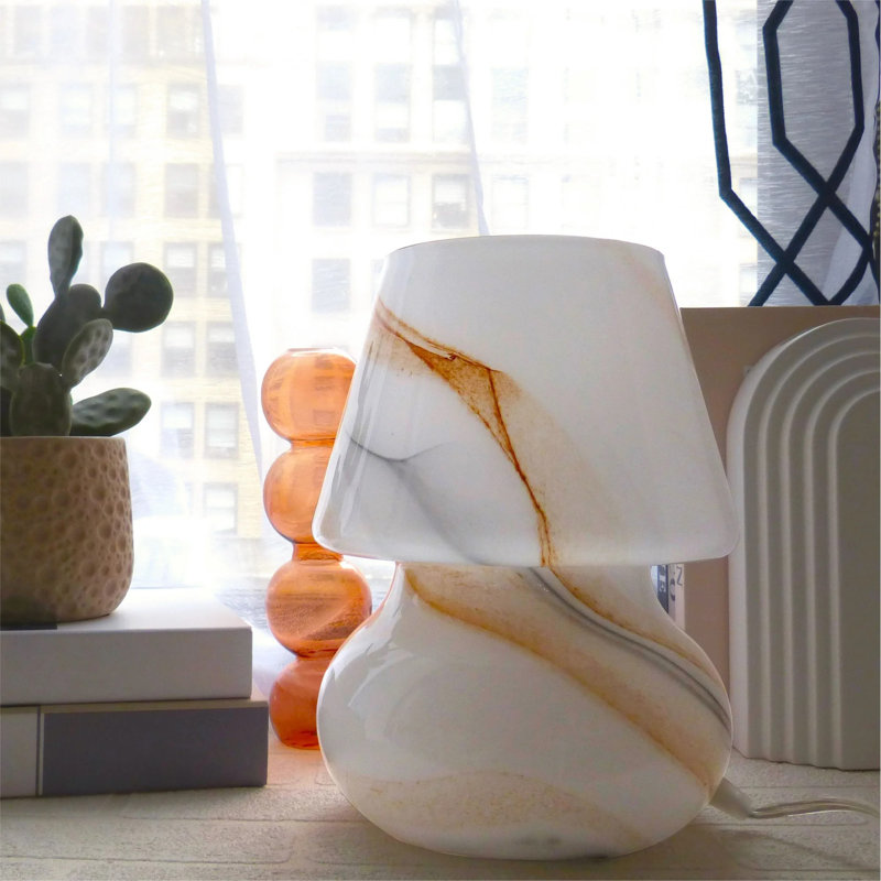  Lampe champignon en verre brun marbré