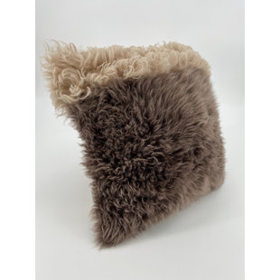 Brown And Beige Shearling And Suede Pillow