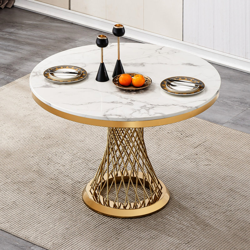 Table de salle à manger Modern, H 47,26 po x l 46,91 po x P 30,09 po, Doré