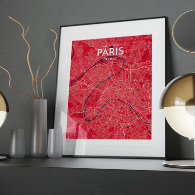 Paris City Map In Nautical - No Frame Print