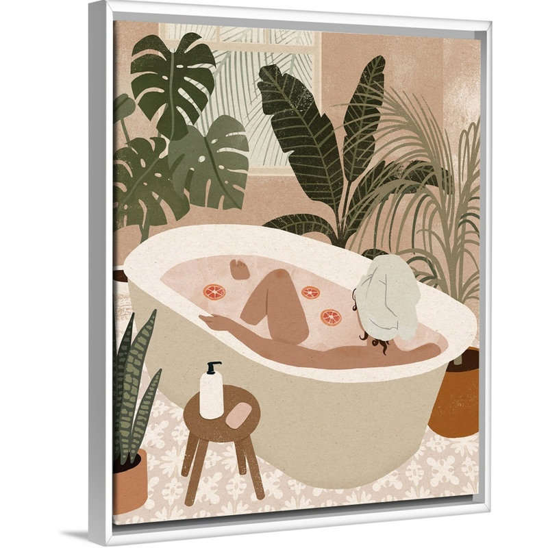 Home Spa II par Victoria Barnes - reproduction d'art, Toile blanche encadrée, H 16 po x l 13 po x P 1,75 po