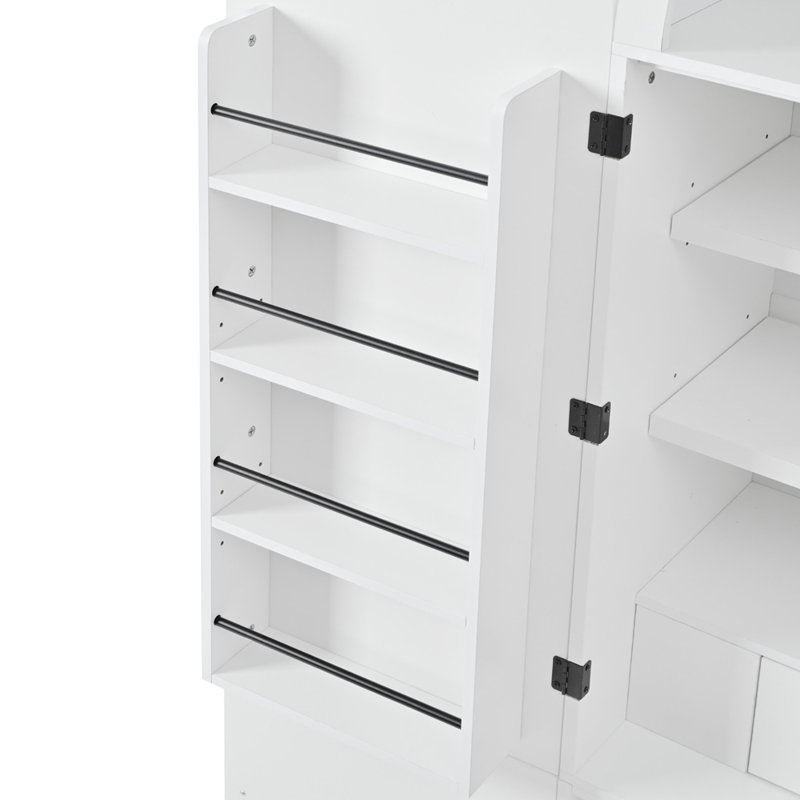 Armoire décorative arquée, armoire de cuisine avec tablettes, armoires de rangement avec tablettes réglables, tiroir caché pour la cuisine, la salle à manger, la salle de bain
