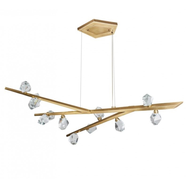 Lustre suspendu en acier 12 lumières, Chrome laqué, H 13 po x l 26 po x P 13 po