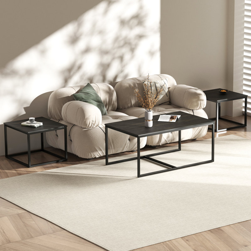 3-Piece Nesting Coffee Table Set, black