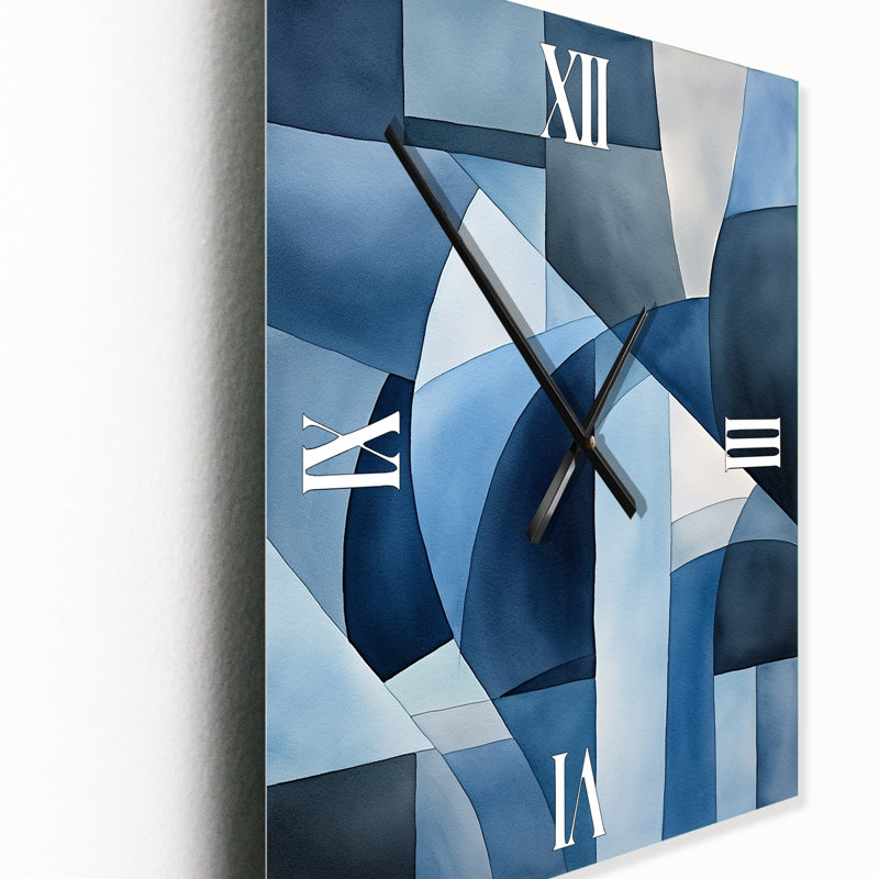 Horloge murale moderne Cubist Dreams In Faded Retro, H 32 po x l 16 po x P 1 po