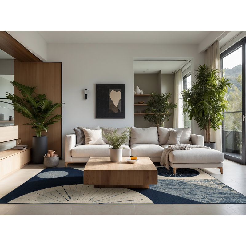 Tapis moelleux moelleux à imprimé bloc Elbridge, 6 X 9