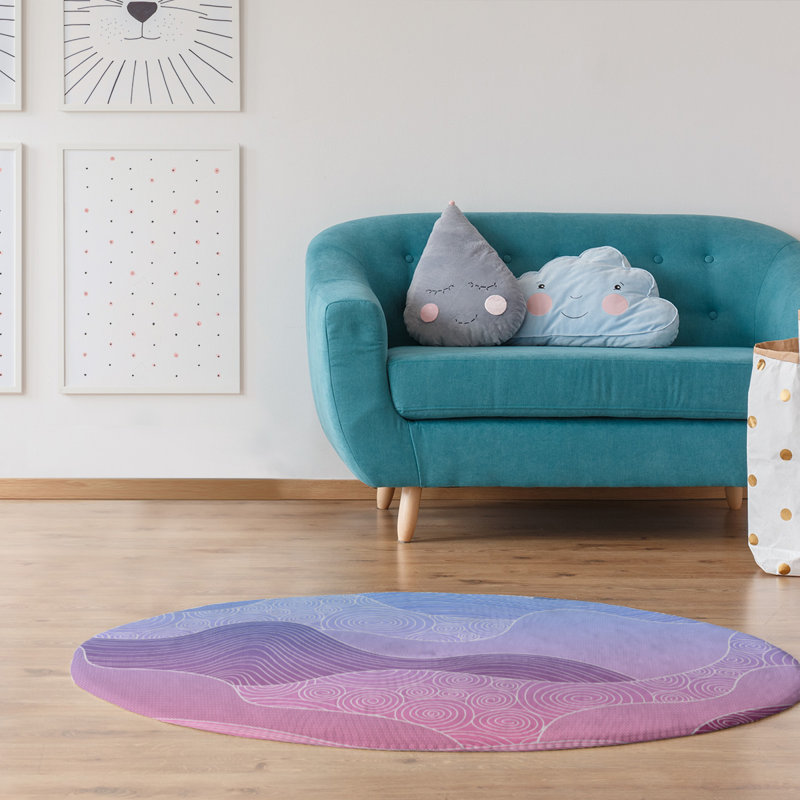 Tapis bleu/rose dégradé à la main, Rectangle 3 pi x 5 pi