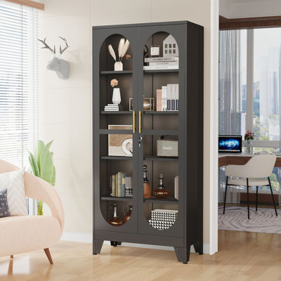 70.87"H Tall Glass Display Cainbet with 4 Adjustable Shelves by Ebern Designs