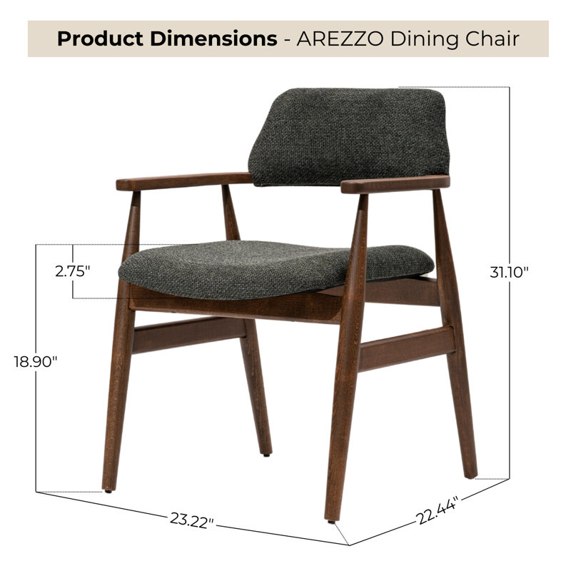 Arezzo Dining Chair Walnut Wood Finish Upholstered Performance Fabric Fully Assembled