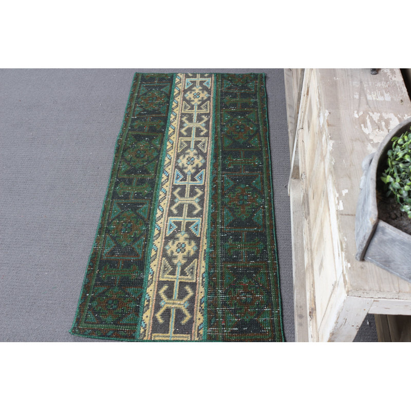 Petit tapis patchwork jaune turc rétro pour une entrée accueillante et un élégant décor intérieur noué à la main sans dimensions