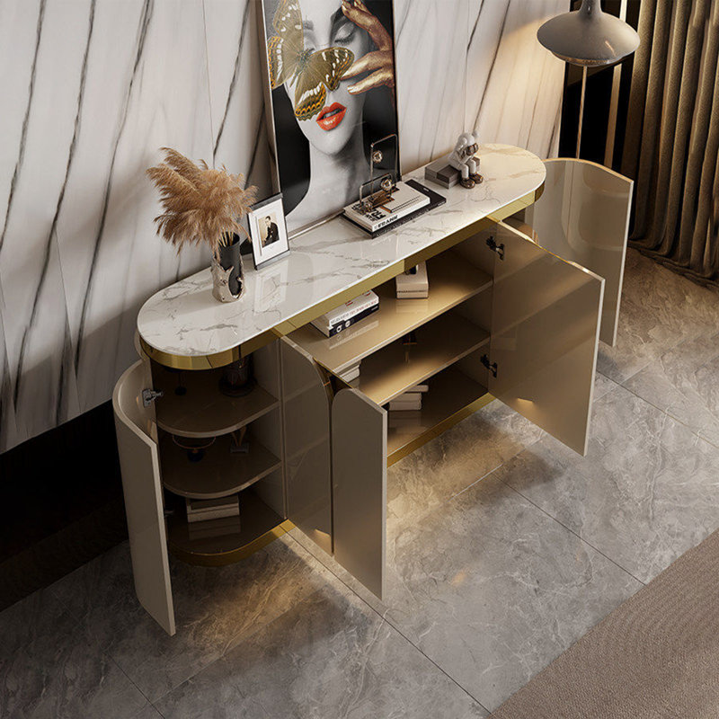 Modern Luxury Elliptical Classification Sideboard, Gold