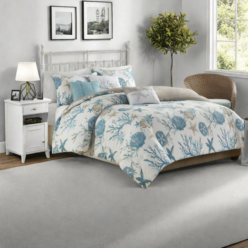Ensembles de literie en satin de coton luxueux, style bord de mer, parfait pour la décoration intérieure