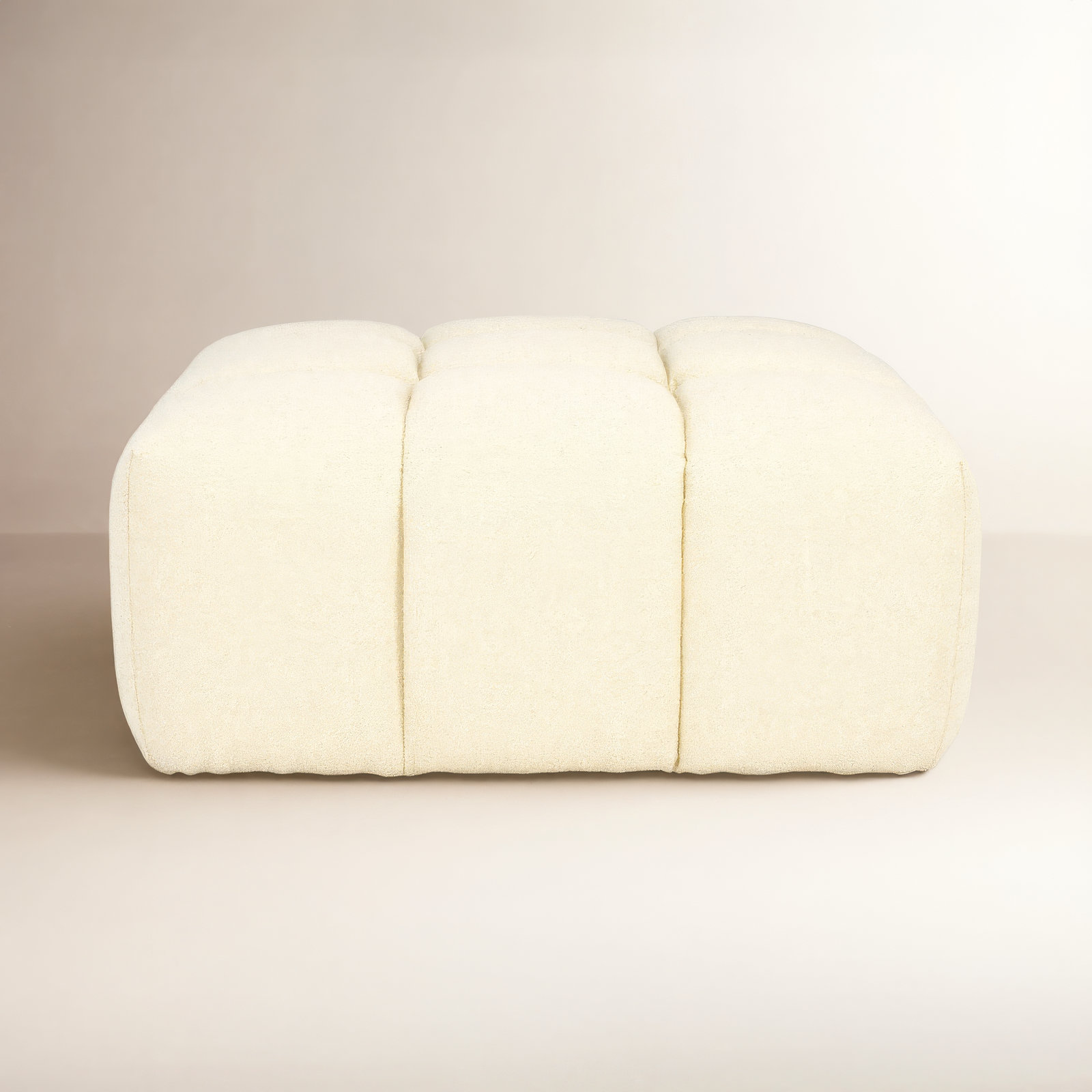 Haring Upholstered Ottoman, Cream Boucle