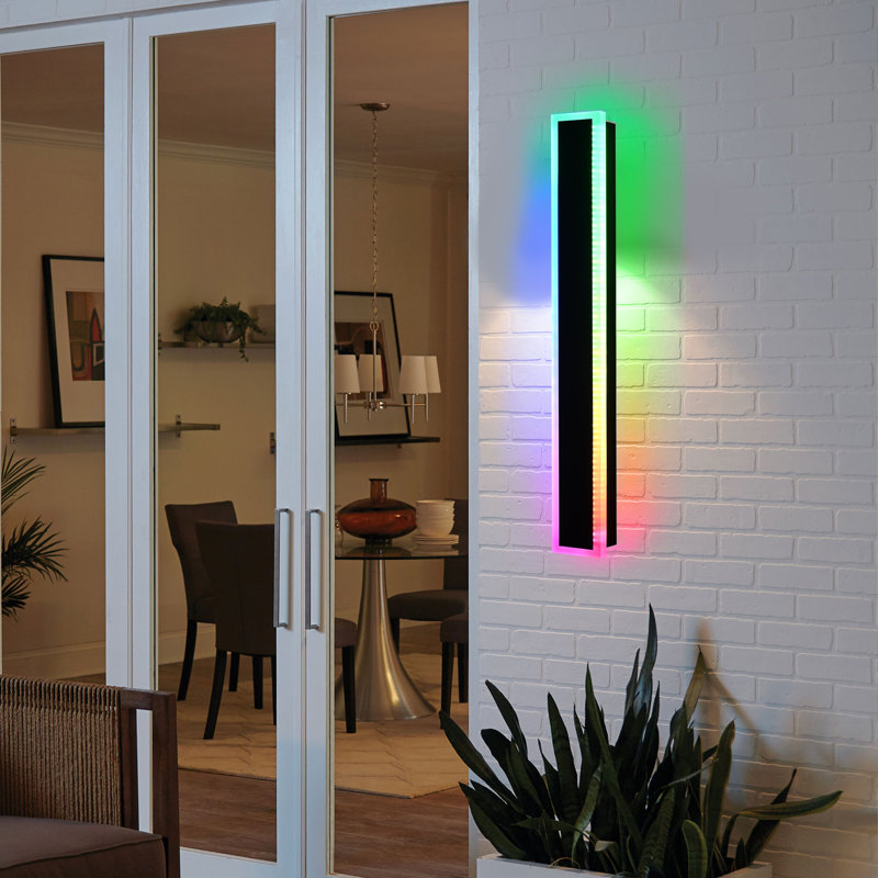 Modern Outdoor Light Fixture, Modern RGB Outdoor Wall Light 10%-100% Dimmable Long Outdoor Porch Lights Featuring Multiple Modes For Patio Entryway