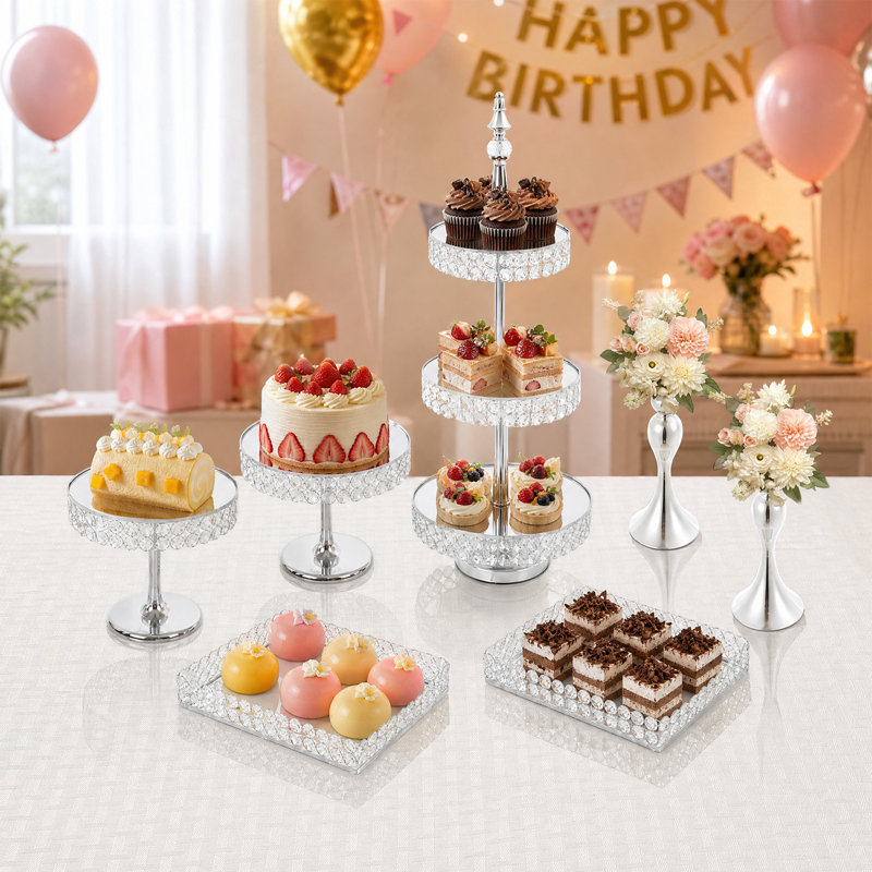 7 présentoirs à gâteau 7 pièces - Présentoir de table à dessert avec plateaux pour mariage, anniversaire et fêtes