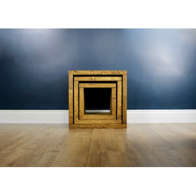 Aditya Solid Wood Top Rectangular Nesting Side Tables