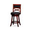 Bar Stool With Cherry Textured Finish, Charcoal Seat Height , Cherry, Fabric - Versatile And Chic Seating