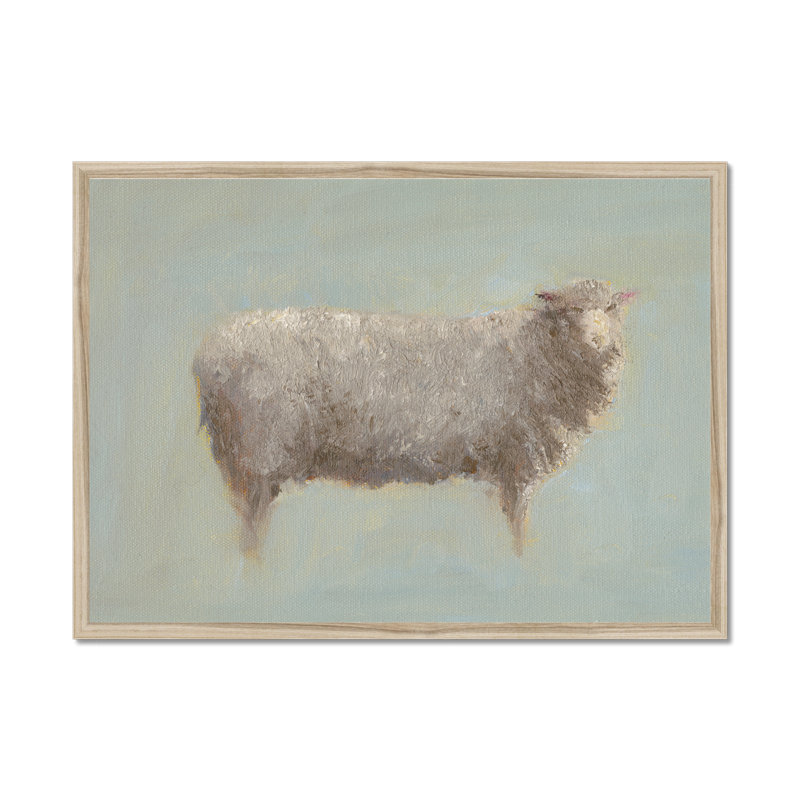 Badilla Sheep Strut III by Marilyn Wendling - Painting, 34cm H x 50cm W, Natural Wood Framed Paper Print