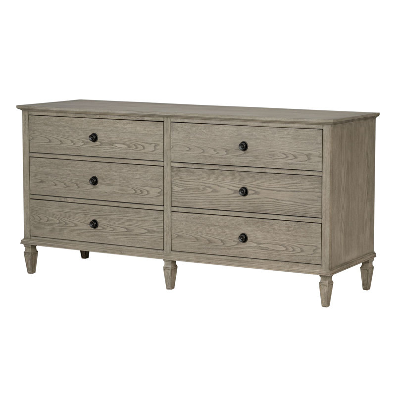Commode double en bois gris recyclé Victoria à 6 tiroirs, Gris récupéré