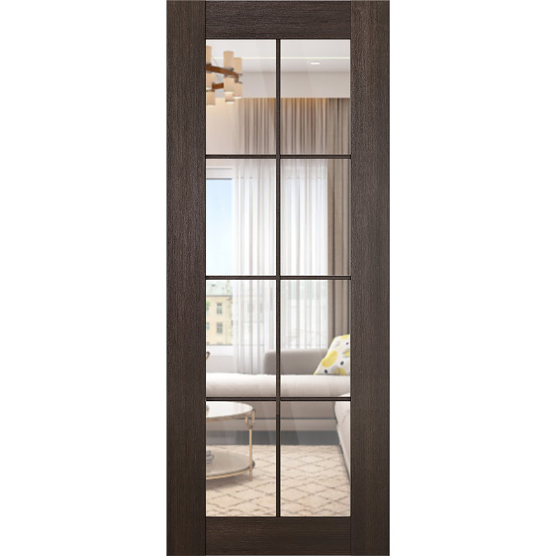 Avon 8 Lite 18 po x 96 po  Dalle de porte intérieure standard en verre manufacturé à noyau solide en verre transparent