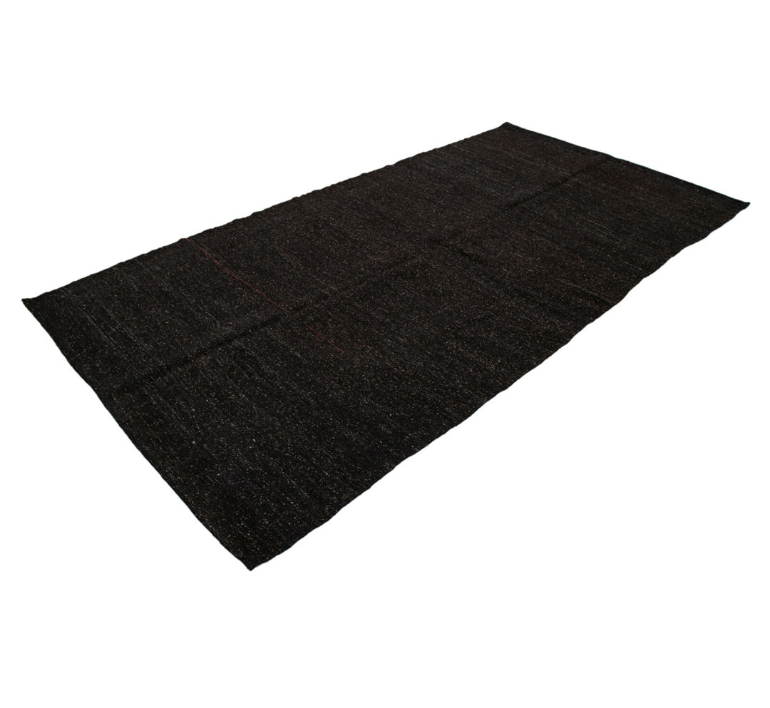 Striped Kilim Brown Striped Wool Handmade Area Rug