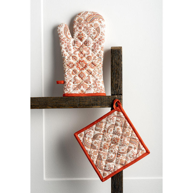 Maison d'Hermine Cachemire 100% Cotton Oven Mitt + Pot Holder - 7.5" x 13" & 8" x 8"