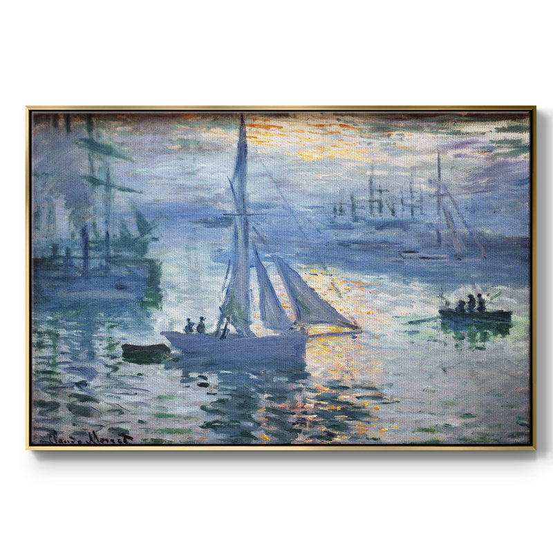 Monet, reproduction d'art encadrée sur toile par Claude Monet, H 25 po x l 37 po x P 2 po, Or