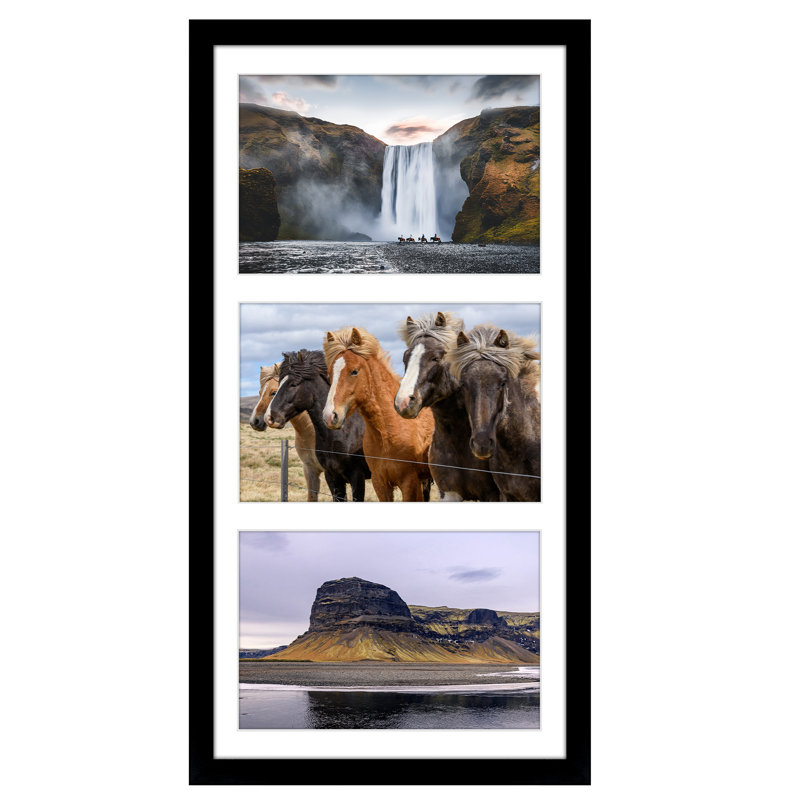 8X16 Collage Picture Frame To Display 3 Photos At Once - Black
