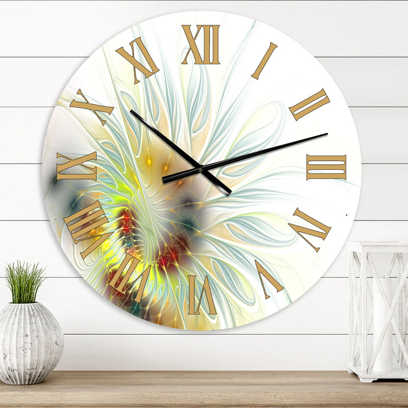 Floral Fractal III - Horloge murale moderne, Petit