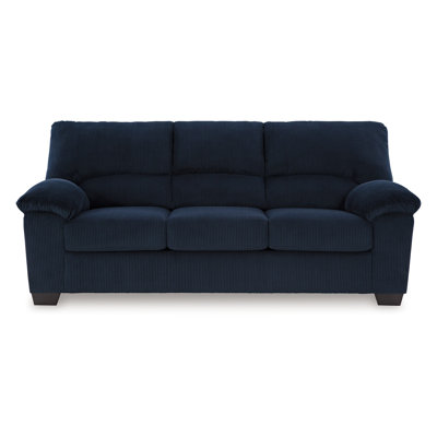Simy Sofa, Pillow Top Arms, 83 Inch Dark Navy Blue Corduroy Polyester