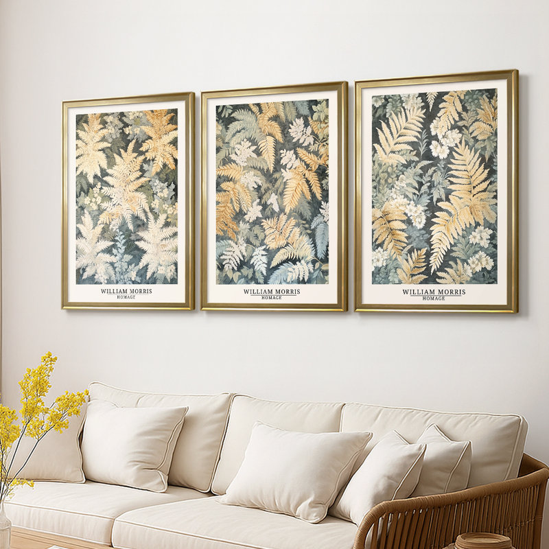 Collection sur toile encadrée personnalisée - 3 pièces, H 27 po x l 39 po, Doré