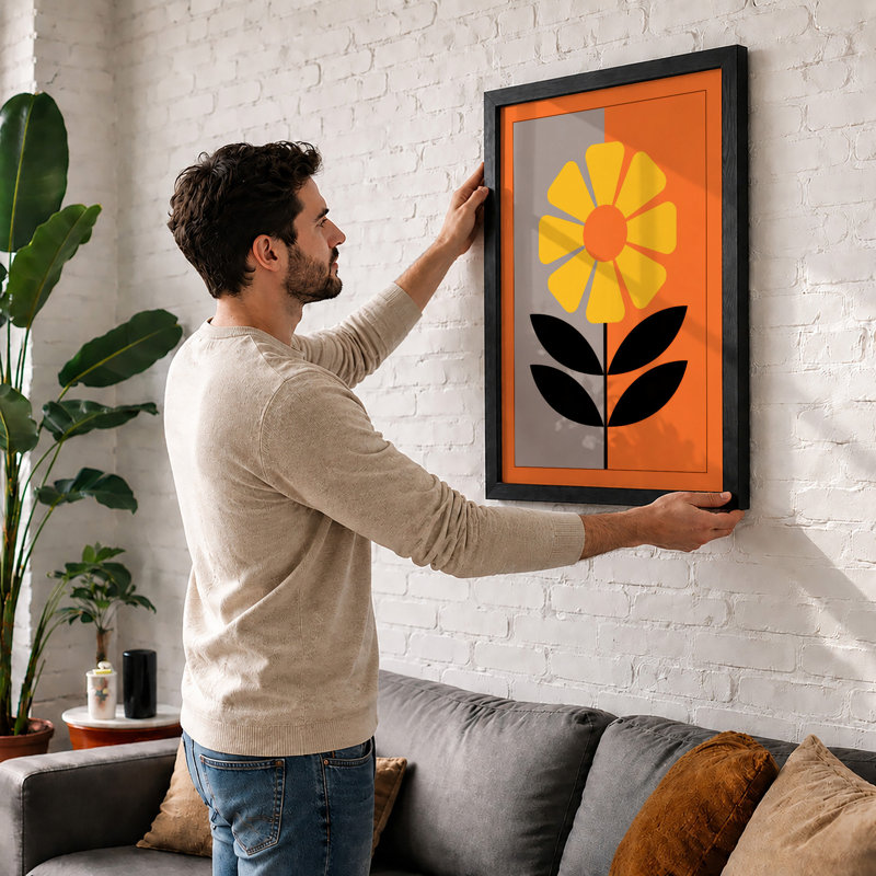 Bloom Geometric - Framed Print, A4 - 29.7 x 21.0 cm, White