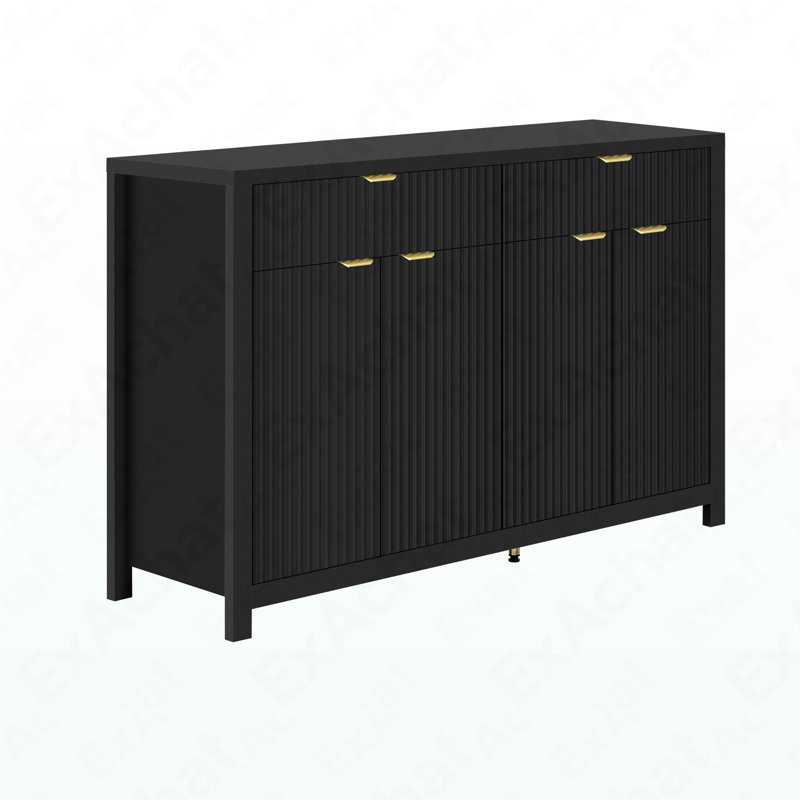 Buffet moderne en bois aggloméré de 55,1 po Buffet, Noir