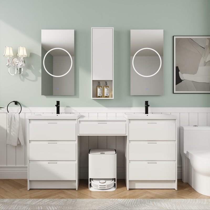 Meuble-lavabo double 72 po avec 2 lavabos et tiroirs à fermeture douce