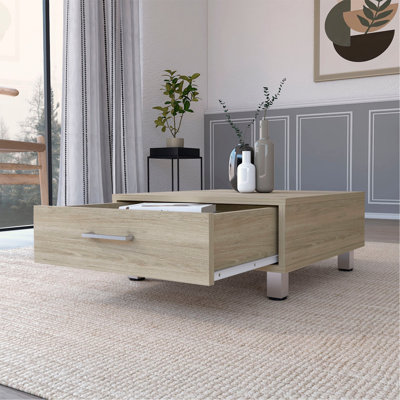 Coffee Table, Four Legs, One Drawer