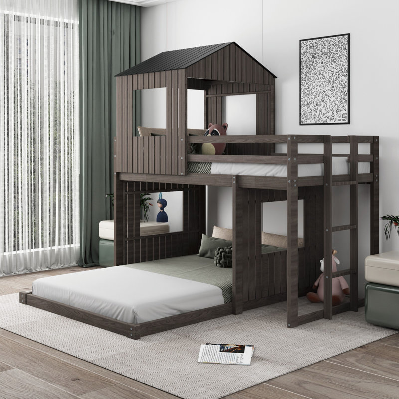 Hummel Kids Twin Over Full Bunk Bed, Antique Gray