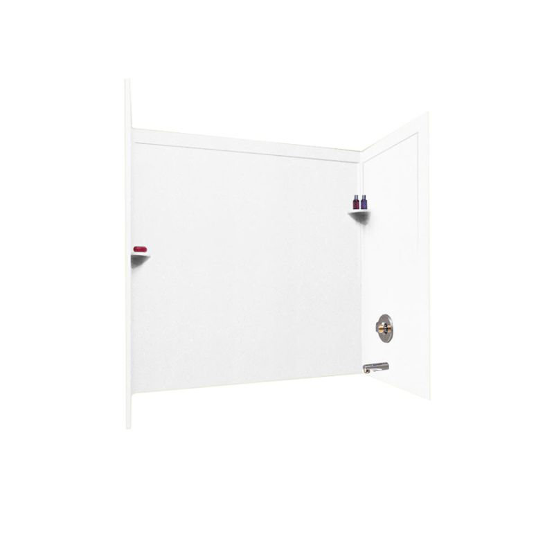 60'' W 32'' D 60'' H Alcove Solid Surface Wall, White