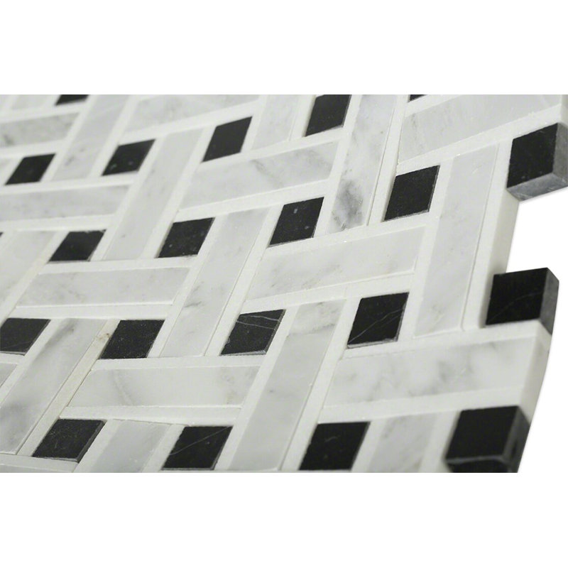Twine 1x3 Basketweave Polished Marble Mosaic Tile