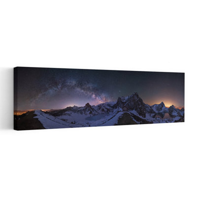 Milky Way Winter Mountains Serene Abstract Landscape Mountain Wall Art