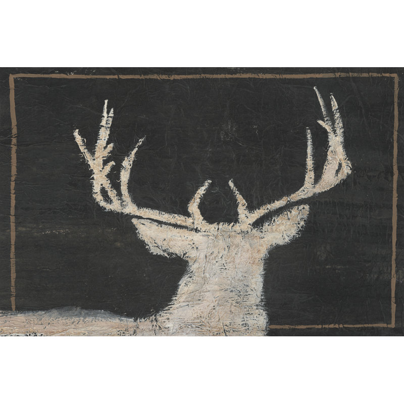 Brow Tine Deer II, H 20 po x l 30 po, Impression encadrée sans passe-partout, Blanc