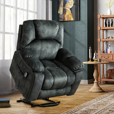 40.6" W Oversize Big Man Power Lift Assist Recliner Chair With Massage & Heating & Dual Cupholders & USB