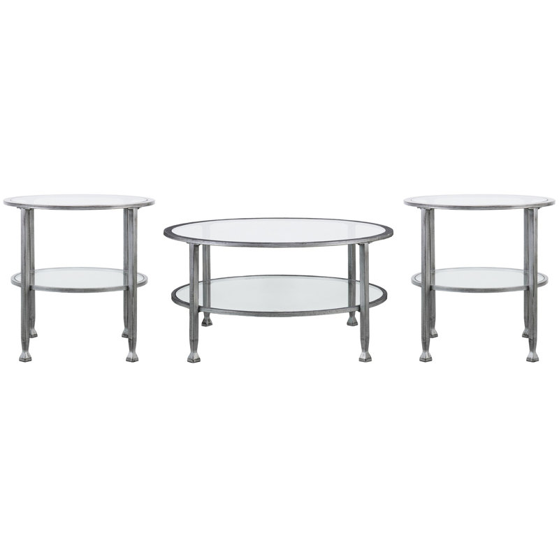 Jaymes 3 Piece Living Room Table Set, Silver