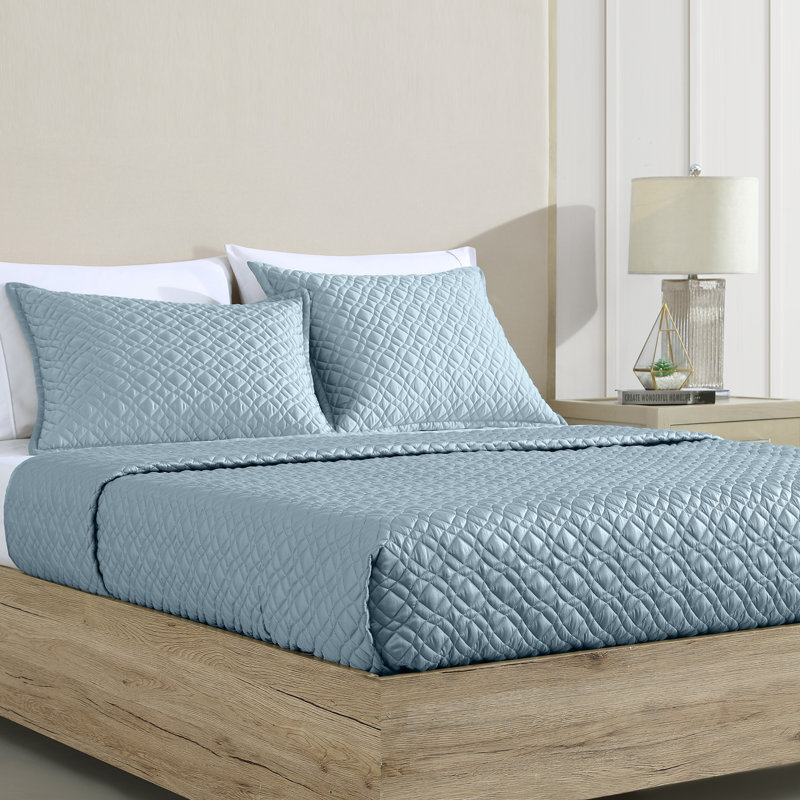 Ensemble d'édredon 3 pièces Noble Tence Tencel Lyocell, Édredon très grand + 2 taies décoratives très, Bleu