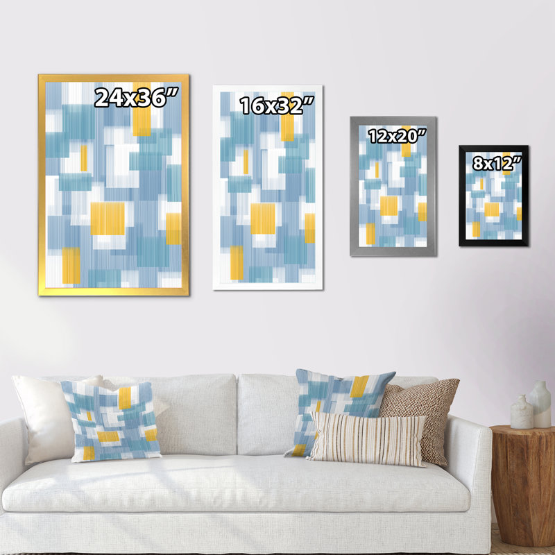 «Colorfields in Shades of Teal and Orange», reproduction de cadre photo sur toile, H 32 po x l 16 po x P 1 po, Cadre doré