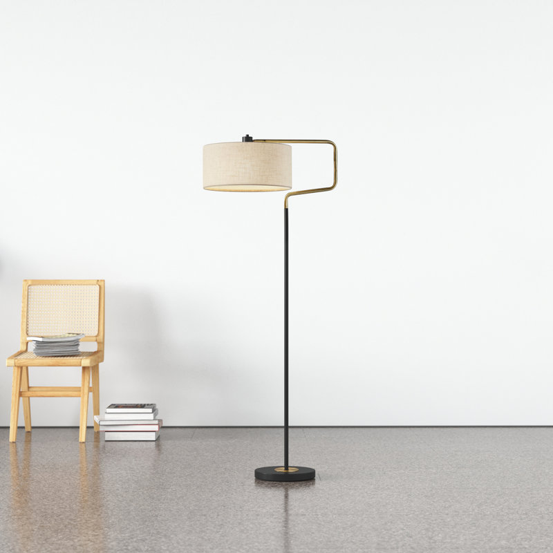 Wenham 57'' Swing Arm Floor Lamp, Black